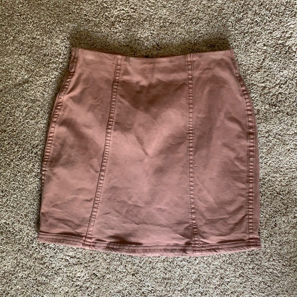 Light Pink Fitted Denim Mini Skirt. Size XS.